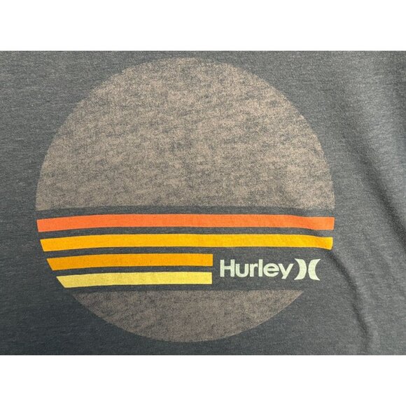 Hurley Mens Blue Gray Graphic T Shirt Sunset Logo Short Sleeve Beachy Size L - Picture 5 of 8